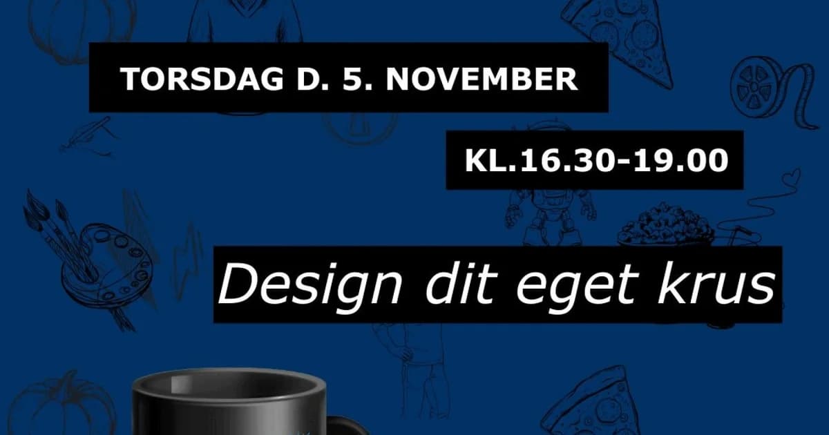 Teen-klub og pizza for de 13-19-årige - Design dit eget krus